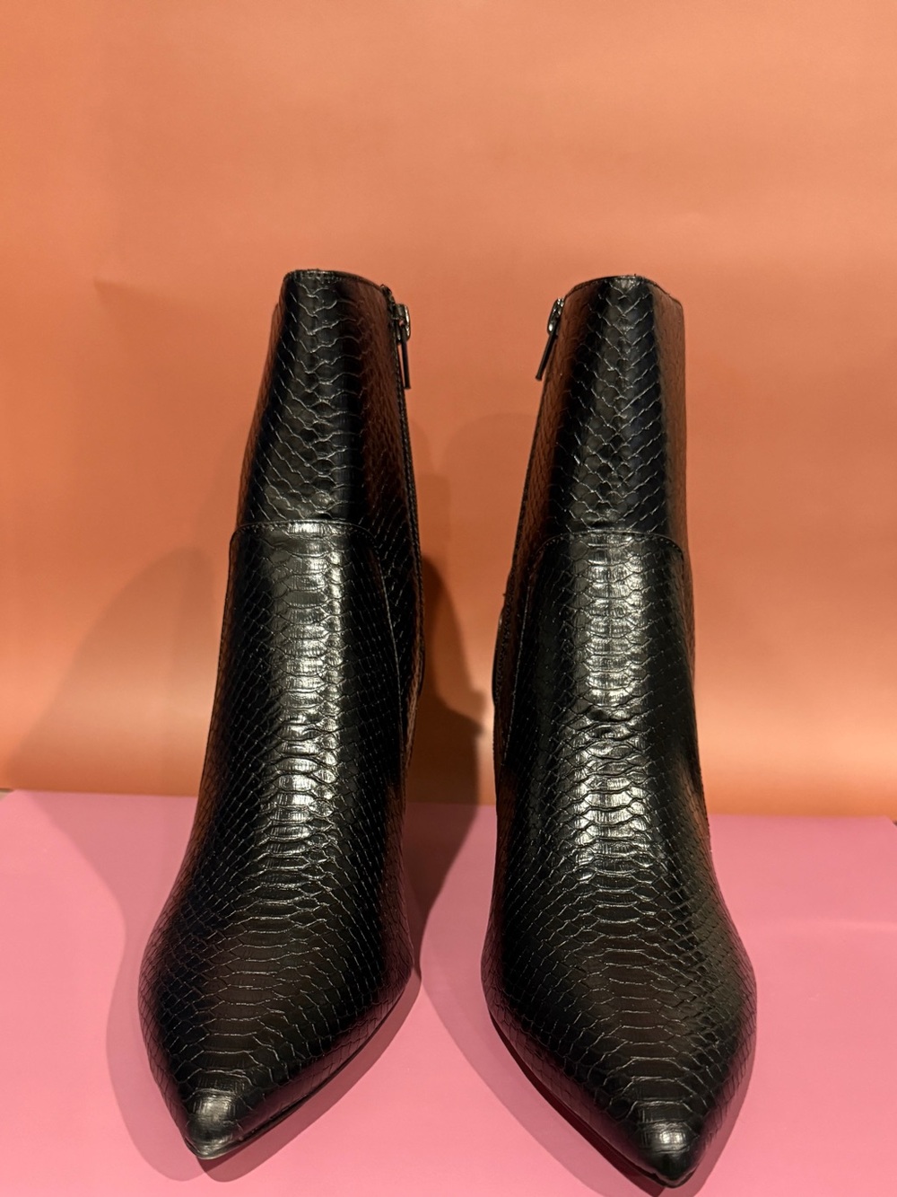 Rebecca Minkoff Black Textured Pointed Ankle Booties